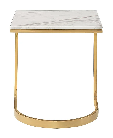 Bernhardt Blanchard End Table in White/ Brass 471-121 PROMO