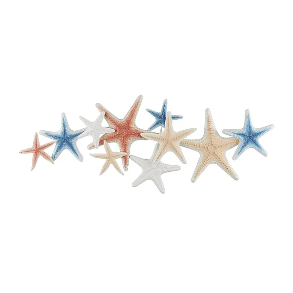 UMA Brown Metal Starfish Layered Home Wall Decor with Blue and Red Accents, 40" x 1" x 16" | 47136