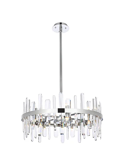 Elegant Serena 25 In. Crystal Round Pendant in Chrome 2200D25C