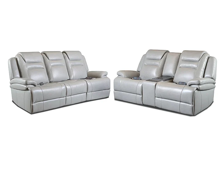 Southern Motion Keaton Power Massage Reclining 2pc Living Room Set in Gray