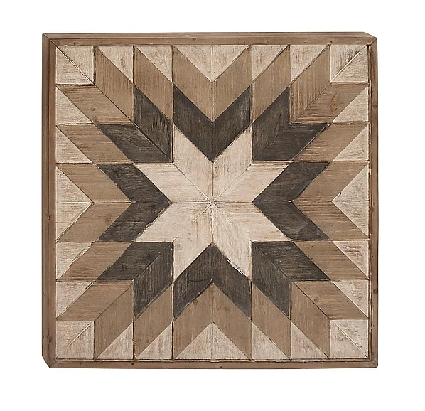 UMA Brown Wood Geometric Handmade Southwestern Home Wall Decor, 30" x 2" x 30" | 47919