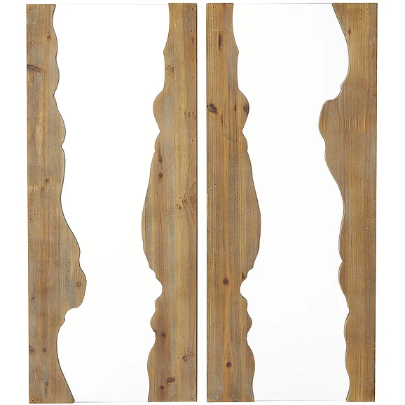 UMA Brown Wood Handmade Live Edge Room Wall Mirror, 2 Assorted 14"W, 31"H | 47936