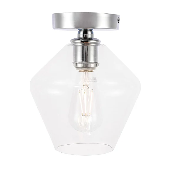 Elegant Gene 1 Light Chrome and Clear Glass Flush Mount LD2254C