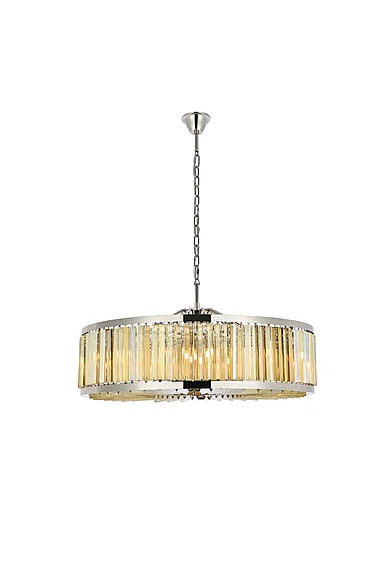 Elegant Chelsea 10 Light Polished Nickel Chandelier Golden Teak (Smoky) Royal Cut Crystal 1203G43PN-GT/RC