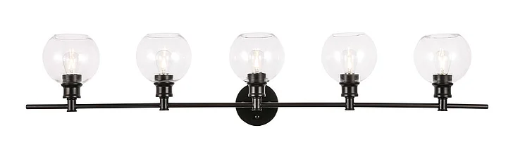 Elegant Collier 5 Light Black and Clear Glass Wall Sconce LD2326BK