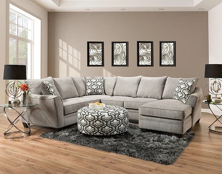 Peak Living 4810 LSF Corner Sofa Living Room Set in Dante Concrete CUSTOM ITEM