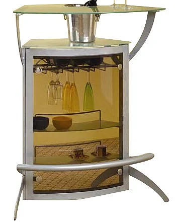 Coaster Silver Metal Bar Unit with Glass Top 100135