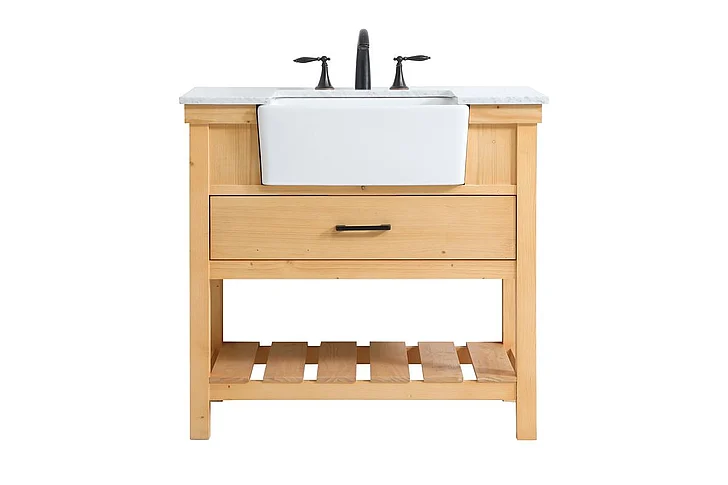 Elegant 36 In. Single Bathroom Vanity in Natural Wood VF60136NW