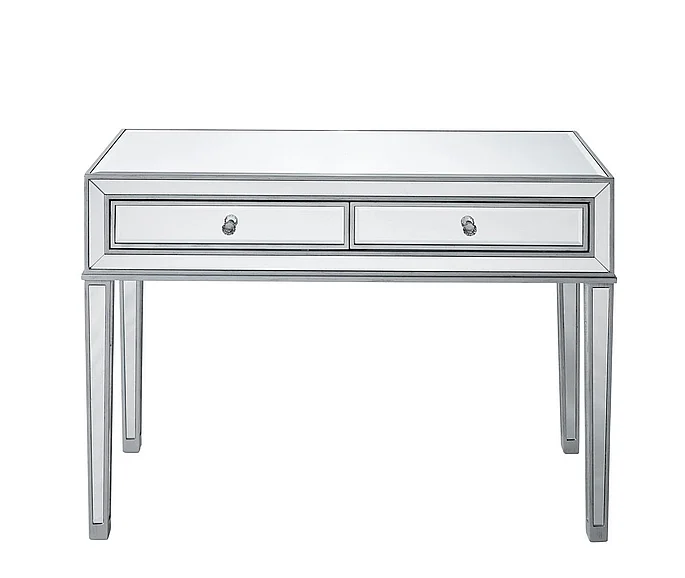 Elegant Desk 42In. W x 18In. D x 30In. H in Antique Silver Paint MF72006