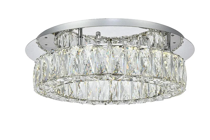 Elegant Monroe Led Light Chrome Flush Mount Clear Royal Cut Crystal 3503F18C