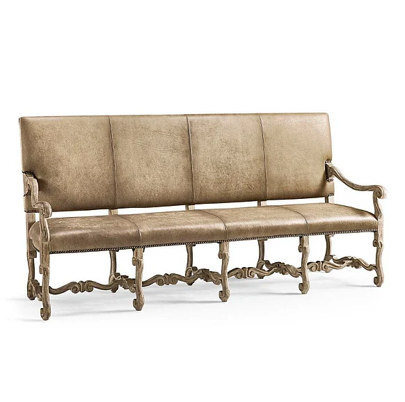 Jonathan Charles Sagehill Leather Banquette Bench in Timberon Grey Oak 491235-TGO-L045