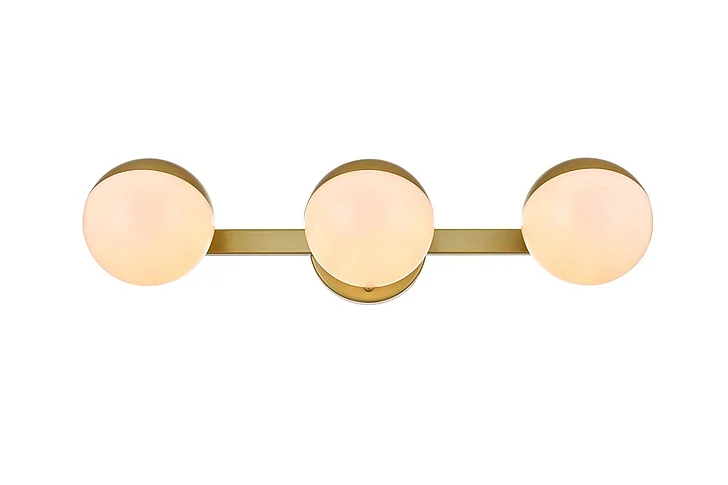 Elegant Majesty 3 Light Brass and Frosted White Bath Sconce LD7305W21BRA CLOSEOUT