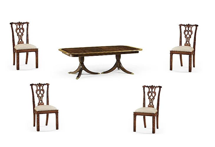 Jonathan Charles Buckingham 5pc Regency Mahogany Extending Dining Table Set in Medium Antique Mahogany