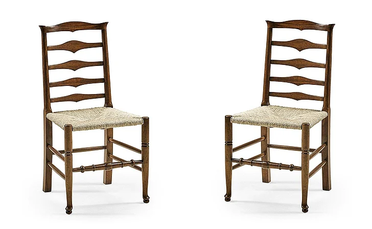 Jonathan Charles Triangular Ladderback Side Chair in Medium Walnut 492300-SC-WAL (Set of 2)