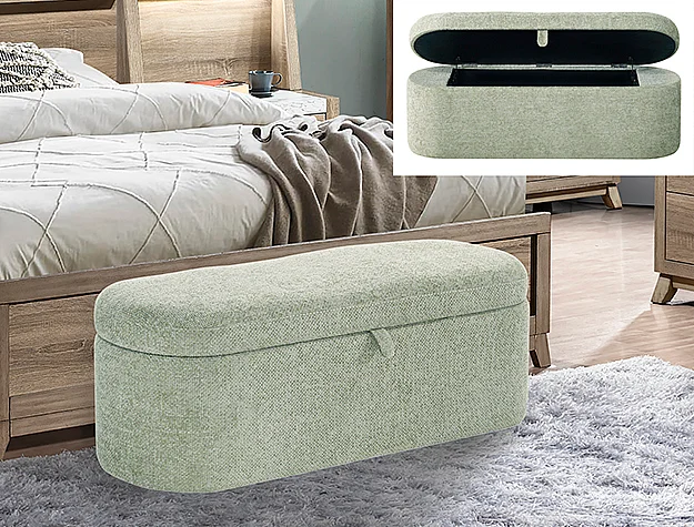 Crown Mark Philipa Storage Bench in Light Green Tweed 4924GR-BENCH