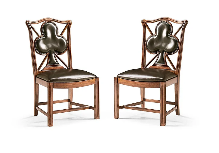 Jonathan Charles JC Traditional Playing Card "Club" Side Chair in Medium Walnut 493360-SC-WAL-L007