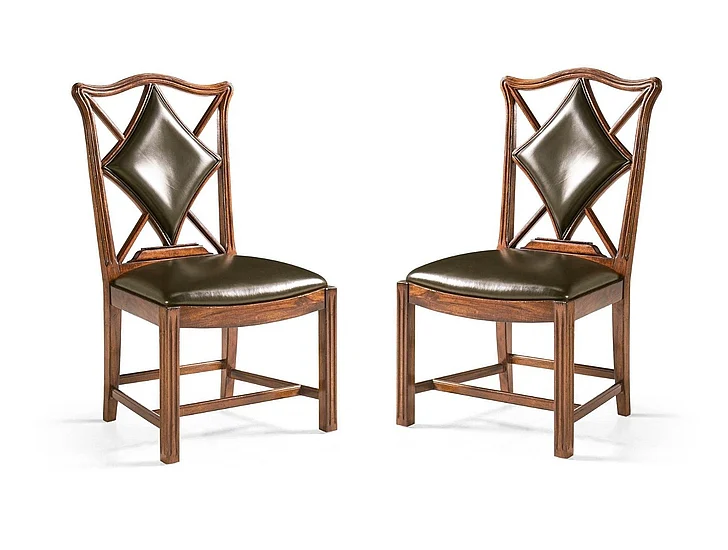 Jonathan Charles JC Traditional Playing Card "Diamond" Side Chair in Medium Walnut 493362-SC-WAL-L007