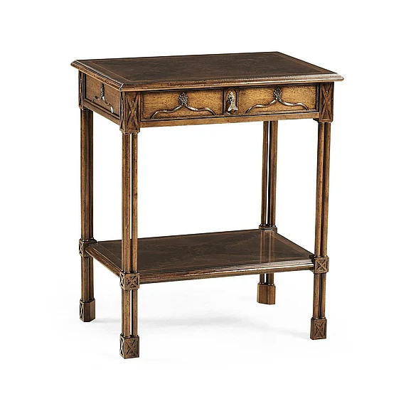 Jonathan Charles Buckingham Side Table in Dark American Crotch Walnut 493497-DCW