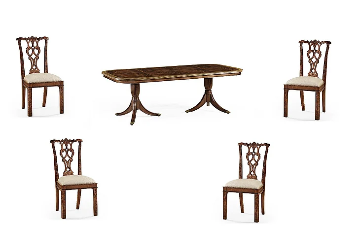 Jonathan Charles Buckingham 5pc 79" Regency Fixed Top Mahogany Dining Table Set in Medium Antique Mahogany
