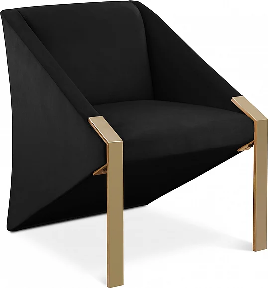 Meridian Rivet Accent Chair in Black Velvet 593Black