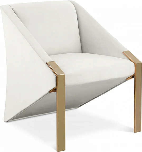 Meridian Rivet Accent Chair in Cream Velvet 593Cream