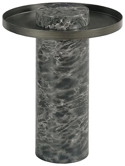 Hammary A La Carte Round Stone Chairside Table in Onyx 496-918 CLOSEOUT
