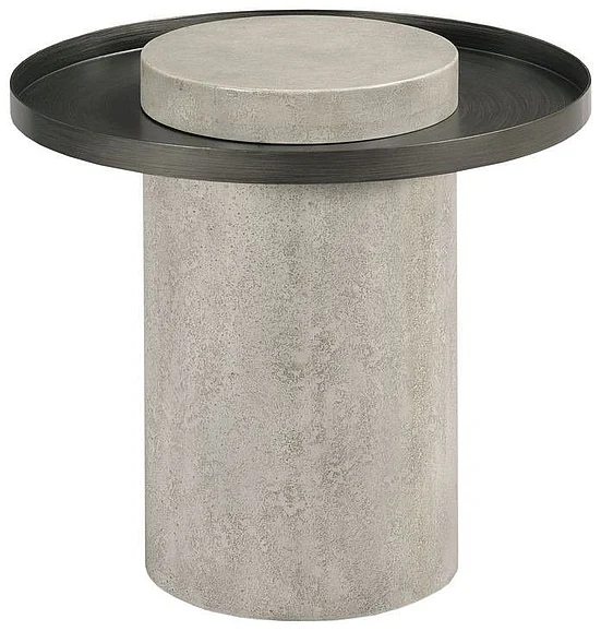 Hammary A La Carte Round Stone Chairside Table in Onyx 496-919 CLOSEOUT