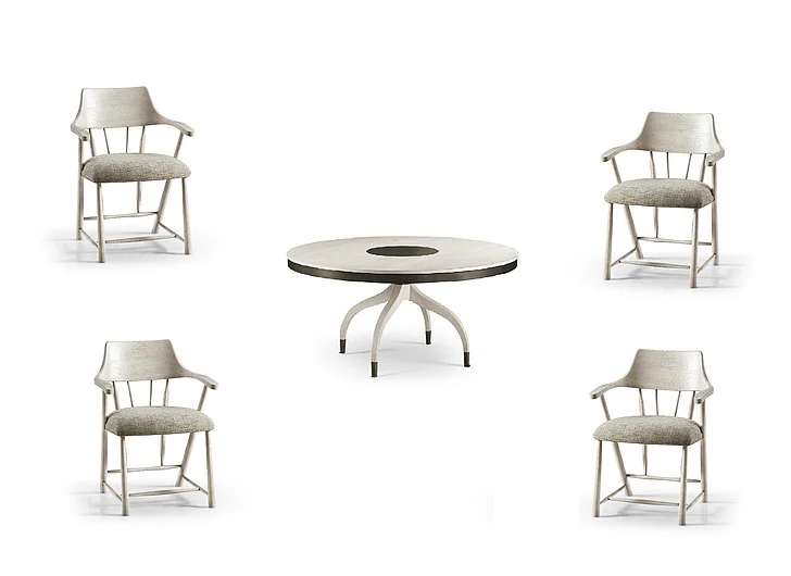 Jonathan Charles Reimagined 5pc Lodestone Buckingham Dining Table Set in Country White Oak