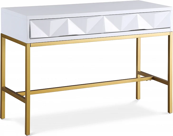 Meridian Pandora Console Table in White Laquer with Gold 426-T
