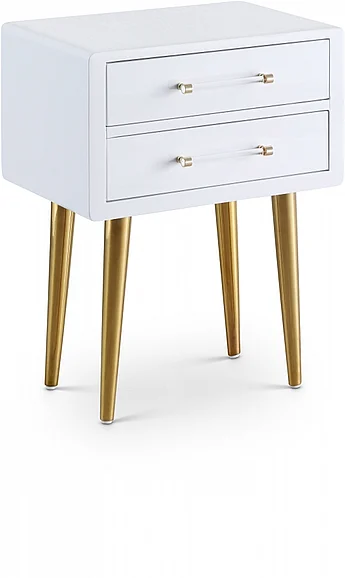 Meridian Zane Side Table in White Laquer with Gold 836