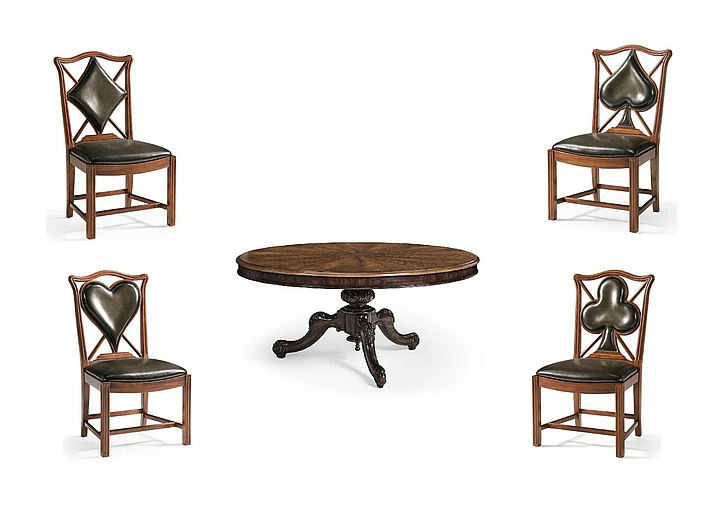Jonathan Charles JC Traditional 5pc 60" Hattie Round Dining Table Set in Medium Crotch Walnut