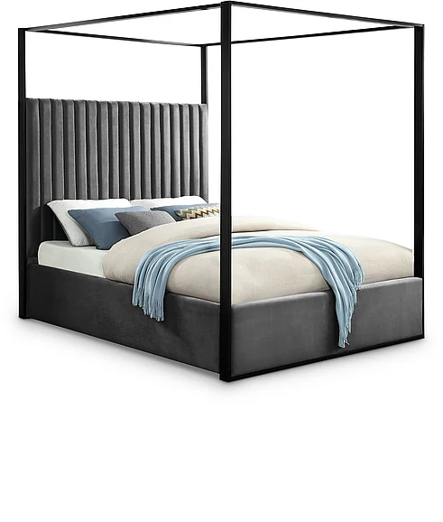 Meridian Jax Velvet King Bed in Grey Velvet JaxGrey-K