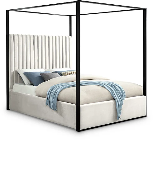 Meridian Jax Velvet Queen Bed in Cream Velvet JaxCream-Q