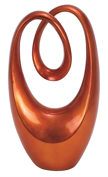 UMA Orange Polystone Abstract Swirl Decorative Sculpture, 11" x 6" x 20" | 49782