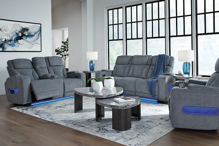RiverTest 2-Piece Power Reclining Living Room Set in Steel