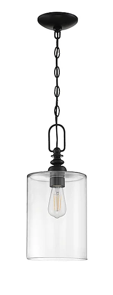 Craftmade Dardyn 1 Light Mini Pendant in Flat Black (Clear Glass) 49891-FB-C