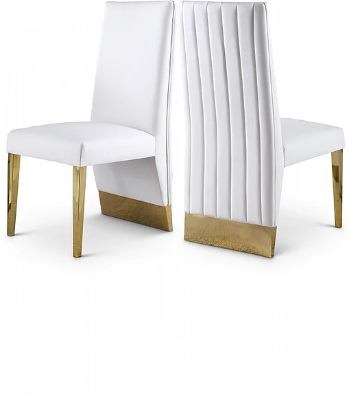Meridian Porsha Faux Leather Dining Chair in White Faux Leather 749White-C