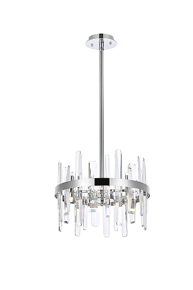 Elegant Serena 16 In. Crystal Round Pendant in Chrome 2200D16C