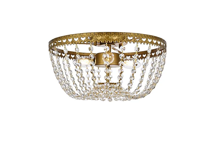 Elegant Kylie 14 In. Flush Mount in Brass 1112F14BR CLOSEOUT
