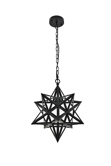 Elegant Nocturne 1 Light Black Pendant LD4076D16BK CLOSEOUT