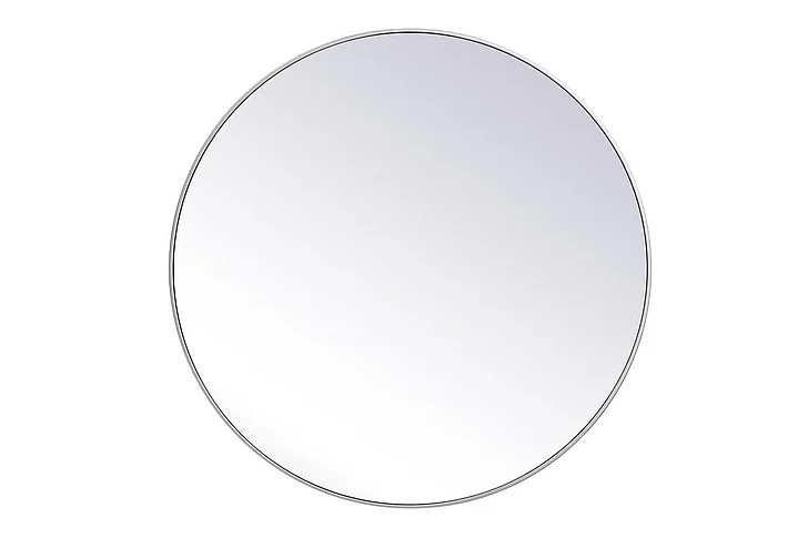 Elegant Metal Frame Round Mirror 45 In. in Silver MR4845S