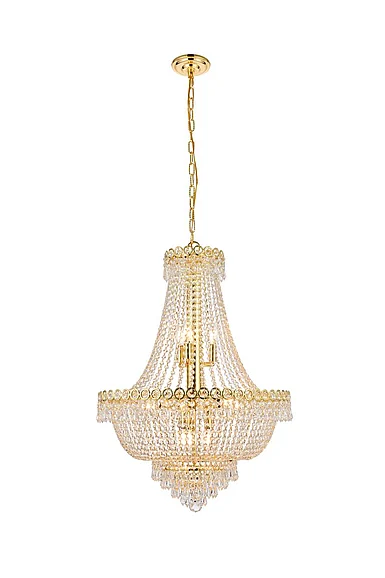 Elegant Century 12 Light Gold Chandelier Clear Royal Cut Crystal V1900D24G/RC
