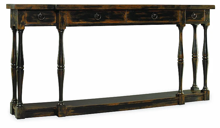 Hooker Furniture Sanctuary 4 Drawer Thin Console in Ebony