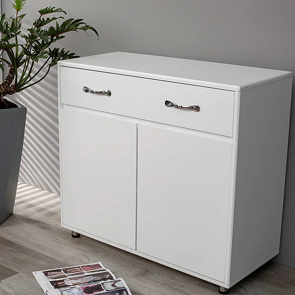Two Door Side Table-White FedEx/UPS