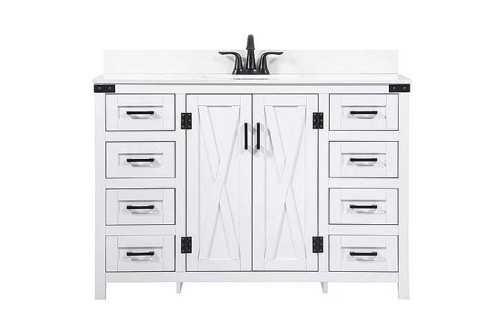 Elegant 48 In. Single Bathroom Vanity in White with Backsplash VF90248WH-BS