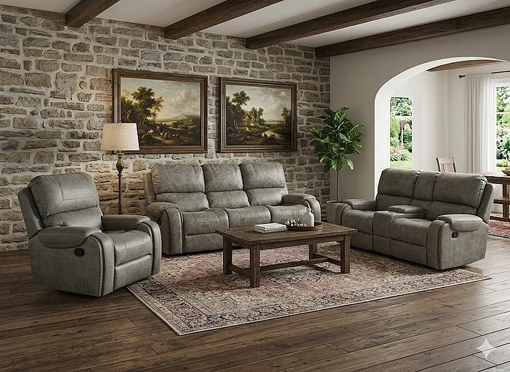 Sunset Trading Clayton 2pc Motion Living Room Set in Gray