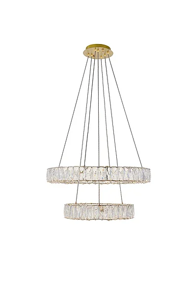Elegant Monroe Integrated Led Chip Light Gold Chandelier Clear Royal Cut Crystal 3503G24G