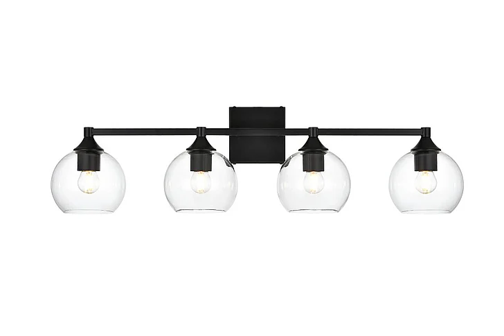 Elegant Foster 4 Light Black and Clear Bath Sconce LD7308W33BLK