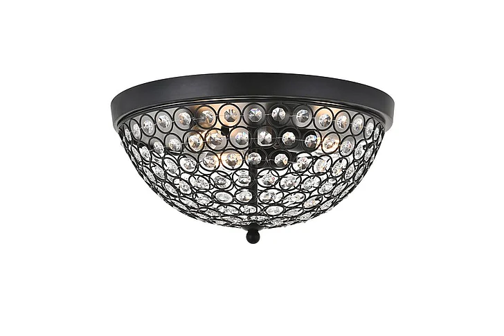 Elegant Taye 3 Light Matte Black Flush Mount LD5012F13MB CLOSEOUT