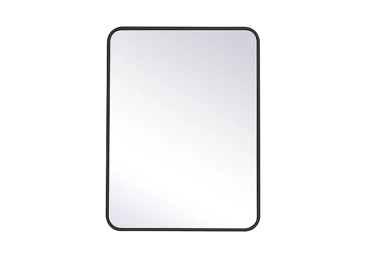 Elegant Soft Corner Metal Rectangular Mirror 24X32 In. in Black MR802432BK